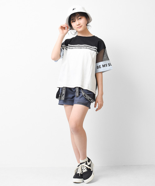 パンツ rico RiCO SUCRE（リコシュクレ）の「ロゴサスペンダー付きショート