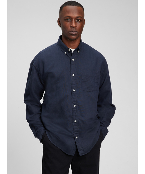 GAP（ギャップ）の「リネン ビッグシャツ（シャツ/ブラウス・メンズ・ホワイト/ネイビー/ピンク/ブルー・S/M/L/XL/XS）」の3枚目の写真