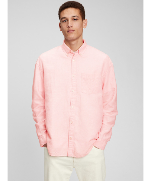 GAP（ギャップ）の「リネン ビッグシャツ（シャツ/ブラウス・メンズ・ホワイト/ネイビー/ピンク/ブルー・S/M/L/XL/XS）」の4枚目の写真