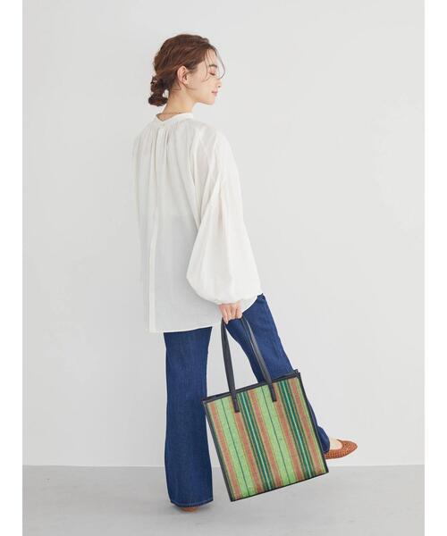 AMERICAN HOLIC（アメリカンホリック）の「カラフル雑材スクエアトートバッグB（トートバッグ・レディース・グリーン・FREE）」の7枚目の写真