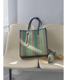 カラフル雑材スクエアトートバッグB