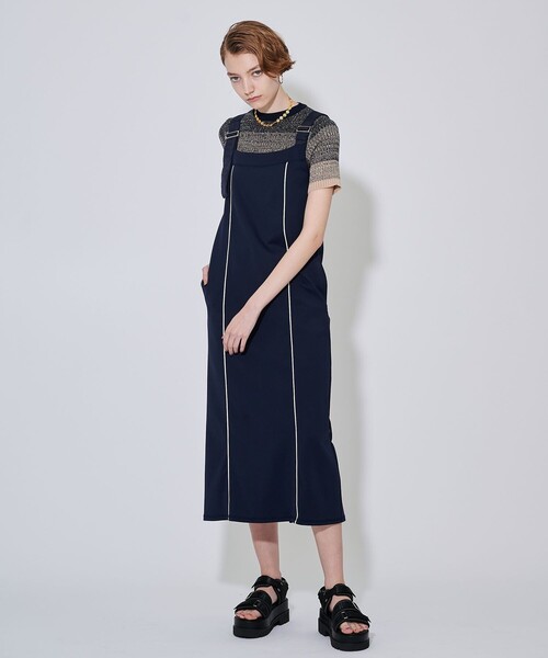 CITY TOKYO（シティトウキョウ）の「カットサロペットワンピース（ワンピース・レディース・ホワイト/ベージュ/ネイビー・1/2）」の19枚目の写真