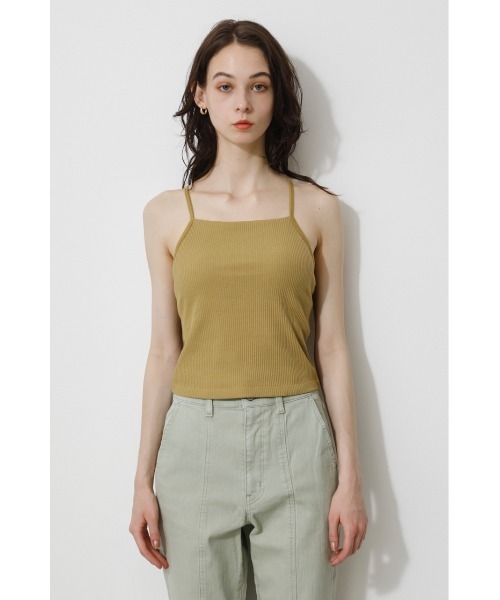 AZUL by moussy(アズールバイマウジー)の「BASIC BACK CROSS CAMISOLE/ベーシックバッククロスキャミソール(チューブトップ・レディース・ブラック/オレンジ/ライトカーキ/オフホワイト・MEDIUM/SMALL)」の4枚目の写真