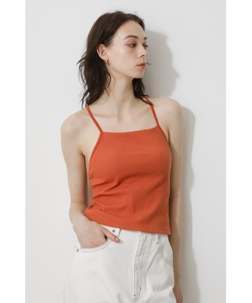 AZUL by moussy(アズールバイマウジー)の「BASIC BACK CROSS CAMISOLE/ベーシックバッククロスキャミソール(チューブトップ・レディース・ブラック/オレンジ/ライトカーキ/オフホワイト・MEDIUM/SMALL)」の6枚目の写真