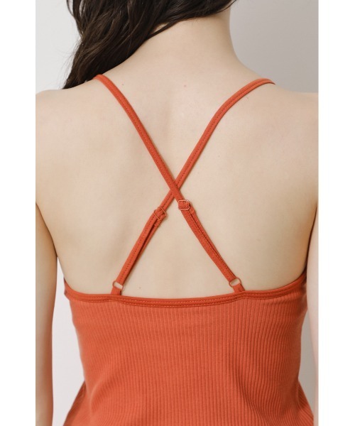 AZUL by moussy(アズールバイマウジー)の「BASIC BACK CROSS CAMISOLE/ベーシックバッククロスキャミソール(チューブトップ・レディース・ブラック/オレンジ/ライトカーキ/オフホワイト・MEDIUM/SMALL)」の9枚目の写真
