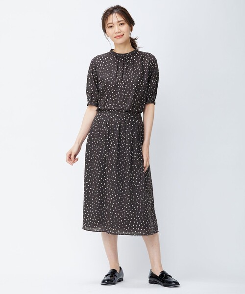 J.PRESS Ladies(J.プレス レディス)の「【洗える】P/スパンローン変形ドットプリント スカート(スカート・レディース・ネイビー系5/グレー系5・XS/XXS)」の3枚目の写真