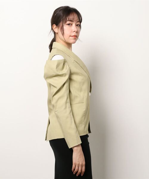 MECRE(メクル)の「カッティングスリーブジャケット(テーラードジャケット・レディース・グレー/イエロー・S/M)」の3枚目の写真