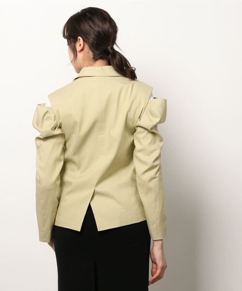 MECRE(メクル)の「カッティングスリーブジャケット(テーラードジャケット・レディース・グレー/イエロー・S/M)」の5枚目の写真