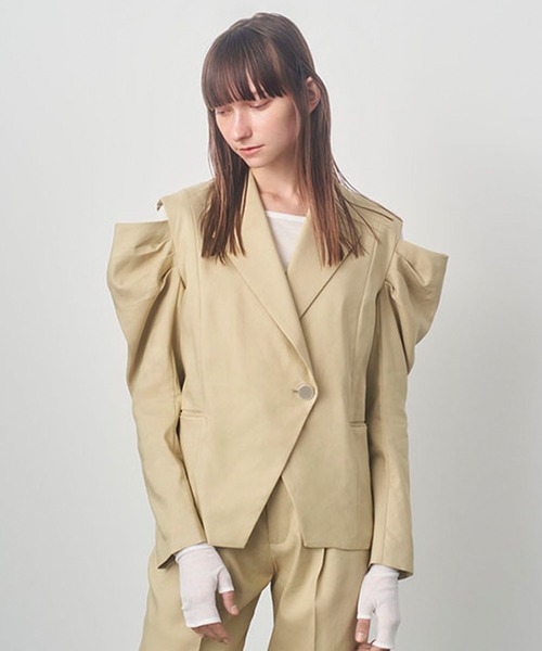 MECRE(メクル)の「カッティングスリーブジャケット(テーラードジャケット・レディース・グレー/イエロー・S/M)」の16枚目の写真