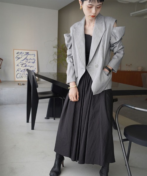 MECRE(メクル)の「カッティングスリーブジャケット(テーラードジャケット・レディース・グレー/イエロー・S/M)」の20枚目の写真