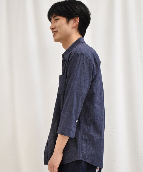 SPENDY'S Store（スペンディーズストア）の「接触冷感！綿麻デザイン７分袖シャツ（Tシャツ/カットソー・メンズ・ネイビー/ピンク/ブルー/ミント/ストライプ/チェック・LL/M/L）」の17枚目の写真