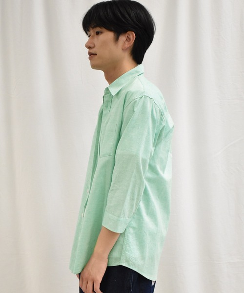 SPENDY'S Store（スペンディーズストア）の「接触冷感！綿麻デザイン７分袖シャツ（Tシャツ/カットソー・メンズ・ネイビー/ピンク/ブルー/ミント/ストライプ/チェック・LL/M/L）」の11枚目の写真