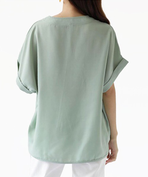 Amulet（アミュレット）の「裾タックブラウス（シャツ/ブラウス・レディース・ホワイト/ブラック/ネイビー/グレー/グリーン/カーキ/ボルドー/パープル/ベージュ/ブラウン・M/L/XL）」の19枚目の写真