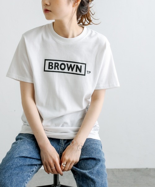 THEATRE PRODUCTS（シアタープロダクツ）の「【BROWN THEATRE PRODUCTS】ボックスロゴTシャツ（Tシャツ/カットソー・メンズ・ホワイト/ブラック/ナチュラル・FREE/S）」の2枚目の写真