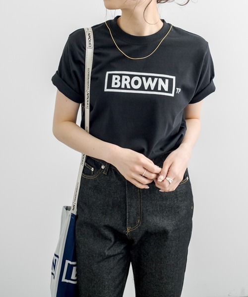 THEATRE PRODUCTS（シアタープロダクツ）の「【BROWN THEATRE PRODUCTS】ボックスロゴTシャツ（Tシャツ/カットソー・メンズ・ホワイト/ブラック/ナチュラル・FREE/S）」の5枚目の写真