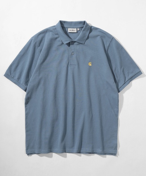 Carhartt WIP（カーハートダブリューアイピー）の「【Carhartt/カーハート】 ワンポイント ブランドロゴ刺繍 ポロシャツ/CHASE PIQUE POLO/鹿の子ポロシャツ（ポロシャツ・レディース・ライトブルー/ブラック/オリーブ・M/L/XL）」の4枚目の写真