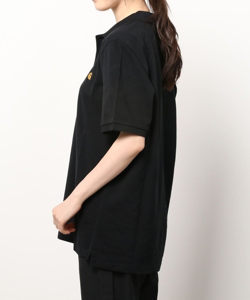 Carhartt WIP（カーハートダブリューアイピー）の「【Carhartt/カーハート】 ワンポイント ブランドロゴ刺繍 ポロシャツ/CHASE PIQUE POLO/鹿の子ポロシャツ（ポロシャツ・レディース・ライトブルー/ブラック/オリーブ・M/L/XL）」の12枚目の写真