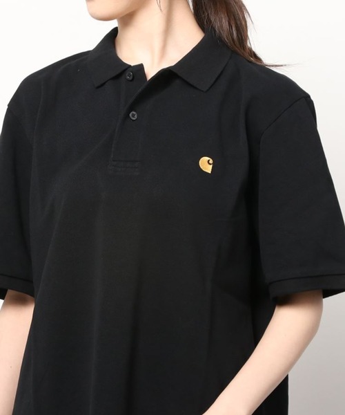 Carhartt WIP（カーハートダブリューアイピー）の「【Carhartt/カーハート】 ワンポイント ブランドロゴ刺繍 ポロシャツ/CHASE PIQUE POLO/鹿の子ポロシャツ（ポロシャツ・レディース・ライトブルー/ブラック/オリーブ・M/L/XL）」の14枚目の写真