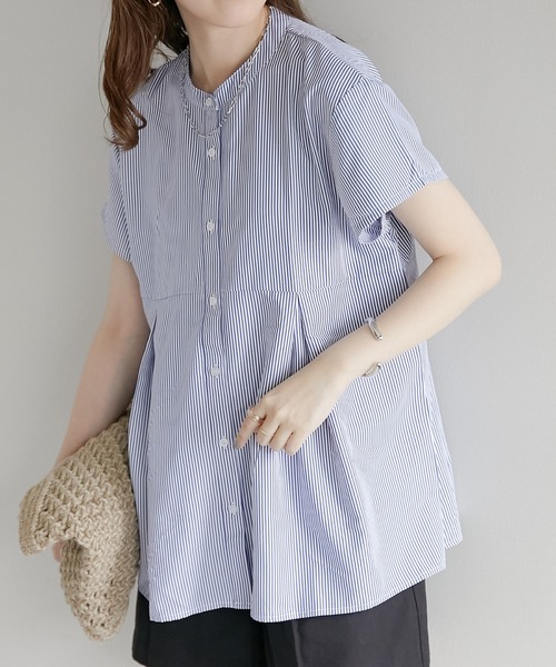 DISCOAT(ディスコート)の「【新色追加!/WEB限定】ウエスト切り替えブラウス(シャツ/ブラウス・レディース・ホワイト/ブラック/グリーン/ブルー/ネイビー/モカ/ブラウン・FREE)」の13枚目の写真