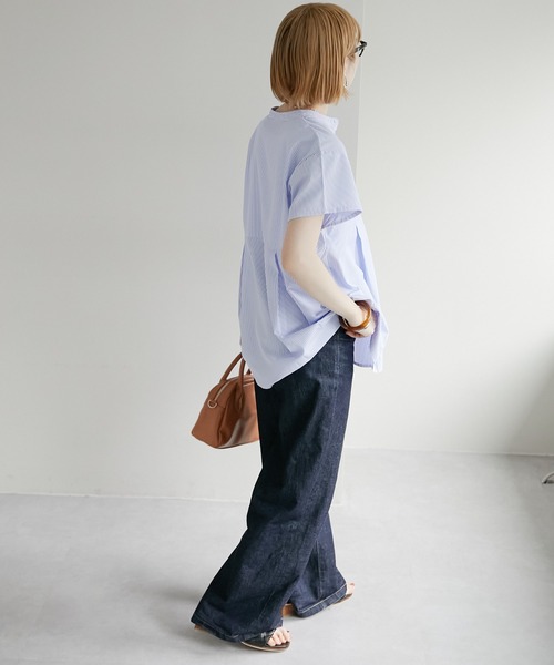 DISCOAT(ディスコート)の「【新色追加!/WEB限定】ウエスト切り替えブラウス(シャツ/ブラウス・レディース・ホワイト/ブラック/グリーン/ブルー/ネイビー/モカ/ブラウン・FREE)」の9枚目の写真