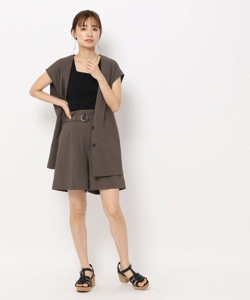 mysty woman（ミスティウーマン）の「ベルト付きミドルパンツ 285461