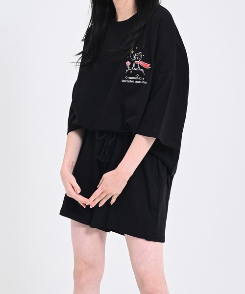me+em select（ミームセレクト）の「【上下2点セット】刺繍ロゴビッグＴ＆ショートパンツルームウェア（ルームウェア/パジャマ・レディース・ブラック/ライム/オートミール・FREE）」の12枚目の写真