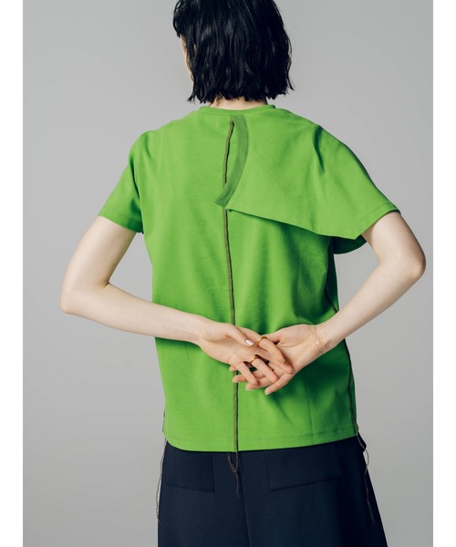 led.tokyo（レッドトウキョウ）の「【led.tokyo】カットラップオーバーステッチTシャツ（Tシャツ/カットソー・レディース・ホワイト/ブラック/ブラウン/グリーン・FREE）」の14枚目の写真