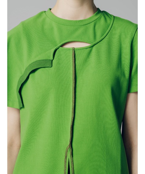 led.tokyo（レッドトウキョウ）の「【led.tokyo】カットラップオーバーステッチTシャツ（Tシャツ/カットソー・レディース・ホワイト/ブラック/ブラウン/グリーン・FREE）」の15枚目の写真