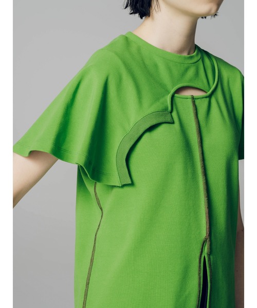 led.tokyo（レッドトウキョウ）の「【led.tokyo】カットラップオーバーステッチTシャツ（Tシャツ/カットソー・レディース・ホワイト/ブラック/ブラウン/グリーン・FREE）」の16枚目の写真