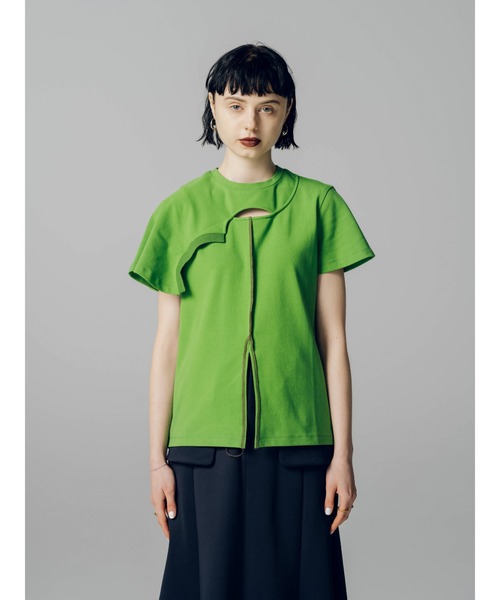 led.tokyo（レッドトウキョウ）の「【led.tokyo】カットラップオーバーステッチTシャツ（Tシャツ/カットソー・レディース・ホワイト/ブラック/ブラウン/グリーン・FREE）」の18枚目の写真