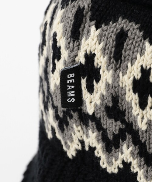 BEAMS（ビームス）の「BEAMS / ジャカードニット　バケットハット（ハット・メンズ・ブラック/ブラウン/オフホワイト・ONE SIZE）」の5枚目の写真
