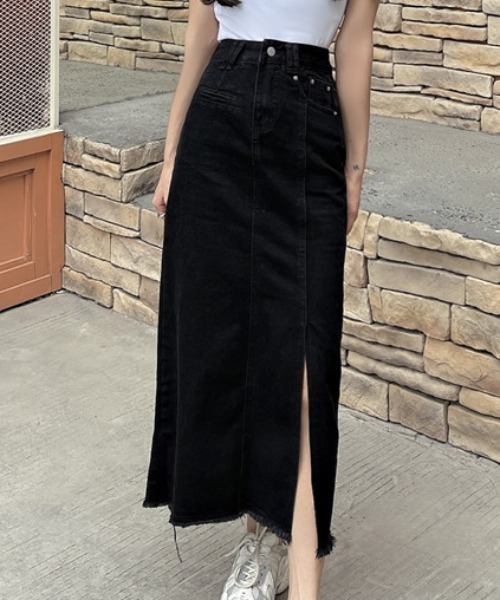 MANGROVE(マングローブ)の「スリット入りスカート(スカート・レディース・ブラック・MEDIUM/LARGE)」の3枚目の写真