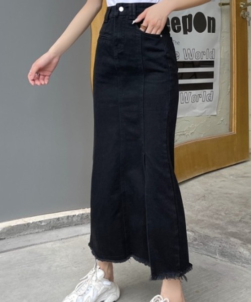 MANGROVE(マングローブ)の「スリット入りスカート(スカート・レディース・ブラック・MEDIUM/LARGE)」の8枚目の写真