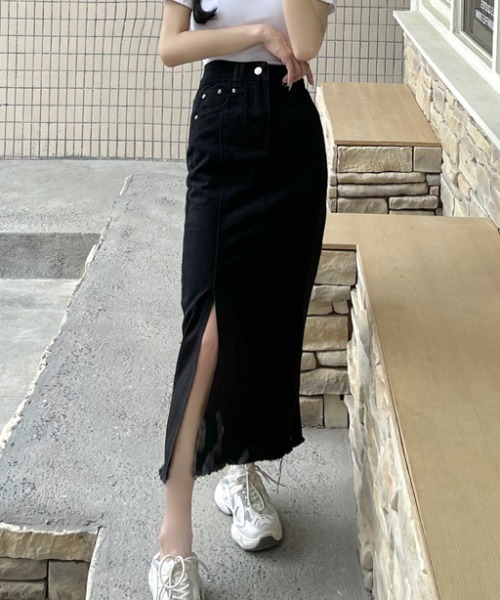 MANGROVE(マングローブ)の「スリット入りスカート(スカート・レディース・ブラック・MEDIUM/LARGE)」の6枚目の写真