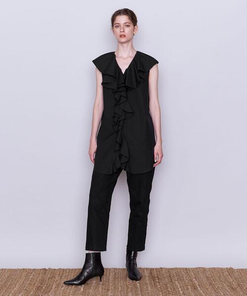 AEWEN MATOPH(イウエン マトフ)の「<AEWEN MATOPH>コットン フリル ノースリーブブラウス(シャツ/ブラウス・レディース・ホワイト/ブラック・FREE)」の7枚目の写真