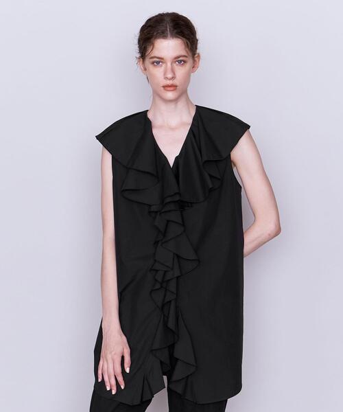 AEWEN MATOPH(イウエン マトフ)の「<AEWEN MATOPH>コットン フリル ノースリーブブラウス(シャツ/ブラウス・レディース・ホワイト/ブラック・FREE)」の9枚目の写真