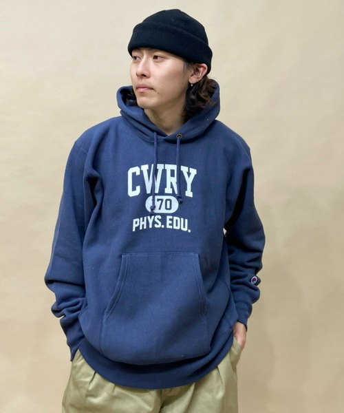 Championリバースウィーブカレッジロゴ パーカー ネイビー フェード裏起毛 セール】CHAMPION/チャンピオン カレッジロゴパーカー リバース
