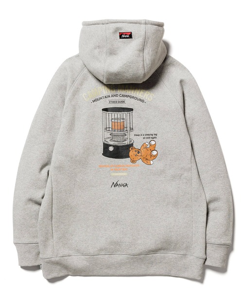 NANGA（ナンガ）の「ECO HYBRID CAMPING MANNERS PRINT HOODIE / エコハイブリッドキャンピングマナーズプリントフーディー（パーカー・メンズ・ホワイト/ライトグレー/キャメル・S/M/L/XL）」の15枚目の写真