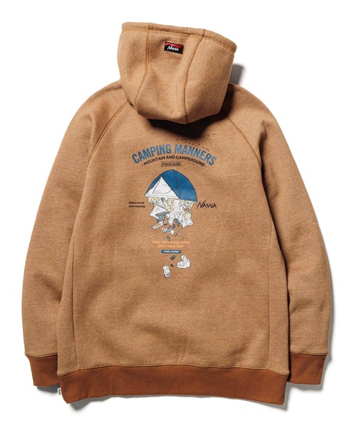 NANGA（ナンガ）の「ECO HYBRID CAMPING MANNERS PRINT HOODIE / エコハイブリッドキャンピングマナーズプリントフーディー（パーカー・メンズ・ホワイト/ライトグレー/キャメル・S/M/L/XL）」の16枚目の写真
