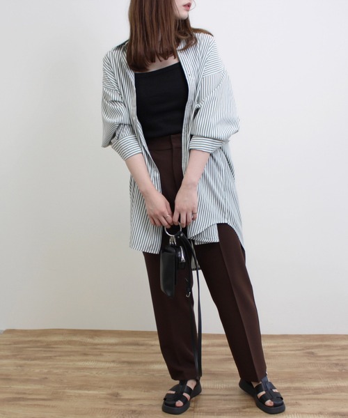 MLI'A（エムリア）の「ストライプスーパーBIGシャツ（シャツ/ブラウス・レディース・ネイビー/ピンク/グリーン/レンガ・M）」の22枚目の写真