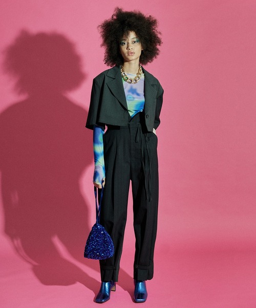 MAISON SPECIAL（メゾンスペシャル）の「ハイウエストタックパンツ【MAISON SPECIAL/メゾンスペシャル】■セットアップ対応■（その他パンツ・レディース・グレー/カーキ・38/36）」の3枚目の写真