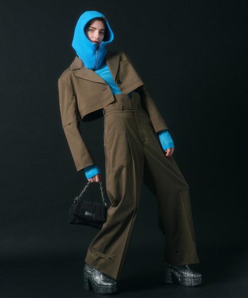 MAISON SPECIAL（メゾンスペシャル）の「ハイウエストタックパンツ【MAISON SPECIAL/メゾンスペシャル】■セットアップ対応■（その他パンツ・レディース・グレー/カーキ・38/36）」の4枚目の写真