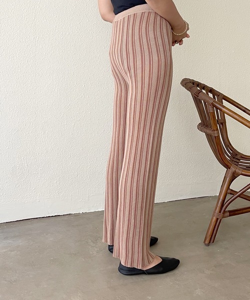 Shelly island（シェリーアイランド）の「ストライプニットパンツ（その他パンツ・レディース・ホワイト/モカ・S/M）」の13枚目の写真