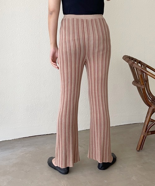Shelly island（シェリーアイランド）の「ストライプニットパンツ（その他パンツ・レディース・ホワイト/モカ・S/M）」の14枚目の写真