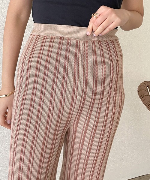 Shelly island（シェリーアイランド）の「ストライプニットパンツ（その他パンツ・レディース・ホワイト/モカ・S/M）」の16枚目の写真