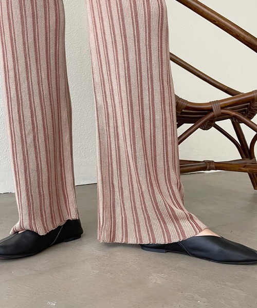 Shelly island（シェリーアイランド）の「ストライプニットパンツ（その他パンツ・レディース・ホワイト/モカ・S/M）」の15枚目の写真