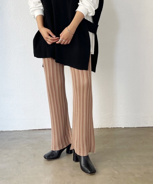 Shelly island（シェリーアイランド）の「ストライプニットパンツ（その他パンツ・レディース・ホワイト/モカ・S/M）」の11枚目の写真