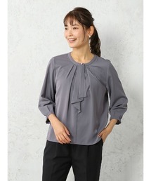 パール釦ボウタイタックブラウス７分袖