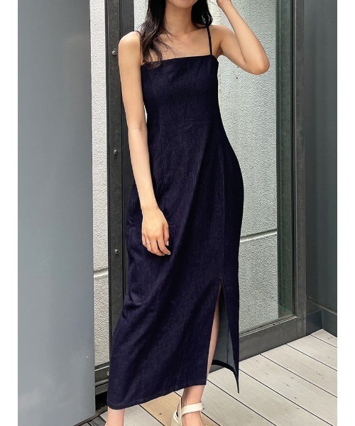 ENVYM（アンビー）の「スリットロングキャミＯＰ（ワンピース・レディース・ブラック/インディゴブルー/ストライプ・FREE）」の15枚目の写真