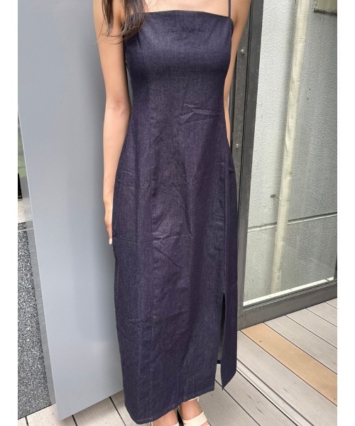 ENVYM（アンビー）の「スリットロングキャミＯＰ（ワンピース・レディース・ブラック/インディゴブルー/ストライプ・FREE）」の18枚目の写真